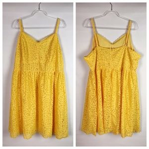Boutique + Yellow Lace Eyelet Overlay Dress 3X